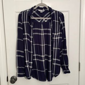 Old Navy Blue and White Plaid Shirt